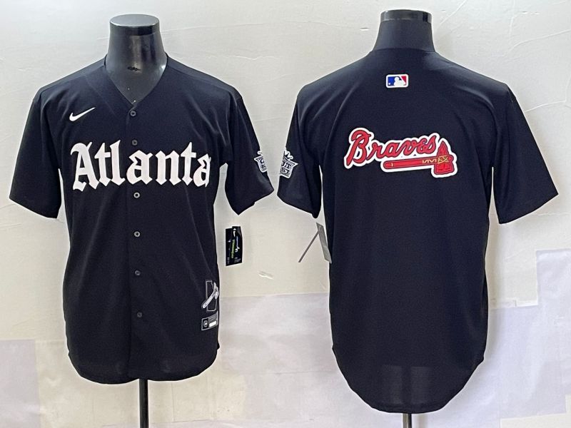 Men 2025 Atlanta Braves Blank Black Five generations Joint Name Nike MLB Jersey style 1